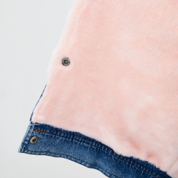 NWT DASTI Women's Sherpa Trucker Collar Jacket – Blue Denim & Pink Sherpa - Picture 5 of 11